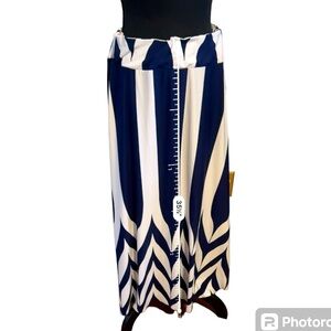 Long Summery Maxi Robert Louis Skirt Navy and White Size L